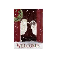 Greet family and loved ones this holiday season with Barn Friends Suede Garden Flag. Featuring an adorable sheep duo standing and a beautiful wreath accent, this flag is sure to bring a smile to everyone's face.