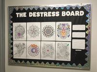 Attach a box of crayons and encourage your residents to color stress away! #ra #raboards #rabulletinboards #bulletinboardideas