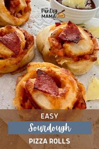 These easy sourdough pizza rolls are the perfect way to use up leftover pizza dough! Using just a few ingredients, you can create these portable pizza style rolls, filled with all the flavor of the best sourdough pizza - in a portable, on the go snack!