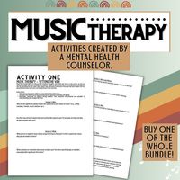 "Welcome to the transformative experience of \"Exploring the Power of Music\" through Narrative Therapy and Music Therapy techniques. This activity will take you on a profound journey to understand the unique impact of music on your life and how it can be utilized as a powerful therapeutic tool. You can find the BUNDLE of music therapy activities here: https://www.etsy.com/listing/1535449275/empowering-music-therapy-worksheets Section 1: Who Reflect on the significant people in your life connected to music. Explore how musicians, bands, or composers have profoundly impacted you and why their music resonates with you. Section 2: What Dive into the genres or types of music you enjoy listening to the most and the reasons behind your attraction to them. Uncover the emotions and memories evoked