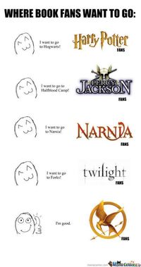 Where book fans go~ Harry Potter, Percy Jackson, Narnia, Twilight, Hunger Games