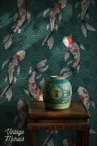 Hiya everyone! 💗 Welcome to VintageMurals. Sit comfortable and browse through a MIGHTY collection of beautiful wall murals. This wallpaper presents a charming Koi fish in Japanese style! Pick the oriental home decoration for your happiness. This trendy wallcovering is a splash of elegant and aesthetic look.  SIZES (width x height) 98.4 x 102.4 inches / 250 cm x 260 cm / 8.2' x 8.5' 118.1 x 102.4 inches / 300 cm x 260 cm / 9.8' x 8.5' 137.8 x 102.4 inches / 350 cm x 260 cm / 11.5' x 8.5' 157.5 x