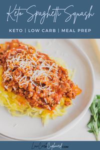 Easy to make Keto Spaghetti Squash recipe which is great for an easy delicious keto dinner or keto and low carb meal prep recipe. #ketospaghettisquash #ketomealprep