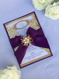 Gold and purple wedding invitation wedding by oohlalaxevents