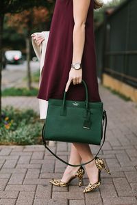 Fall Outfit Idea - ivy league, ivy league fashion, college girl, varsity fashion, kate spade candace street satchel, green purse, leopard pumps, sam edelman d'Orsay, trench coat | Fall Fashion | Fall Style | Styling for Fall | Fashion for Fall | Style Tips for Fall || A Lonestar State of Southern