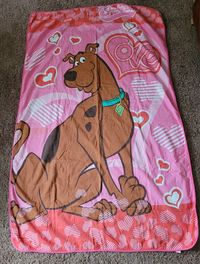 Rare Pink Hearts Scooby Doo Blanket 50x84” Twin Kids Bedding Blanket Vintage 2