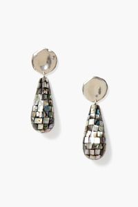 A true statement earring, our Siren Drops feature mosaic abalone teardrops suspended from silver coins.Sterling silver, abalone mosaic teardrops.1 3/4" drop.Handmade in Vietnam.