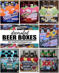 Decorated beer box saying gifts for Valentine's Day