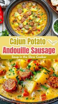 Warm up with this flavorful **Cajun Potato & Andouille Sausage Soup** made effortlessly in your slow cooker! This hearty dish combines spicy andouille sausage, tender potatoes, and zesty Cajun seasonings, creating a satisfying meal perfect for any occasion. Rich in taste and easy to prepare, it's ideal for busy weeknights or cozy weekends. Don't miss out—save this pin and try the recipe today for a taste of Louisiana right at home!