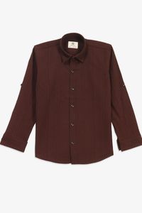 A great casual wear, this brown stripe cotton casual shirt by BLAZO. It has cutaway collar and full sleeves.