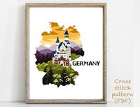 Silhouette Germany Modern cross stitch pattern. Easy counted cross stitch chart, xstitch, punto croce, embroidery, point de croix, Sticken im Kreuzstich. Original cross stitch pattern designs. Use coupon VLADA30 when you buy 3 or more patterns from my shop to get 30% off!This is INSTANT DOWNLOAD PDF. Cross stitch pattern will be available for instant download once payment is confirmed.Fabric: Aida 14 count Size: 130 x 131 StitchesDimension (Aida 14): 9-1/4 inches (23.6cm) wide, 9-1/2 inches (23.