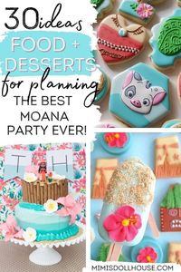 Ideas for Moana themed party food If you are planning a Moana themed party, you definitely need to have a fabulous Moana Cake and some killer themed desserts! These amazing ideas will help you choose what to bake (and buy) for your Moana birthday! #moanapartyfood #moanapartyideas #moanaparty #moanacupcakes #moanacookies #moanacake #diyparty #birthday #summerparty #moanabirthday