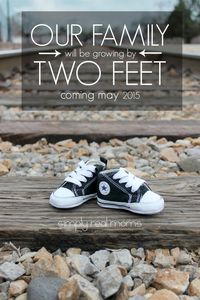 Adorable Pregnancy Announcement with baby shoes!! Tons of other Fun Pregnancy Announcement Ideas too!