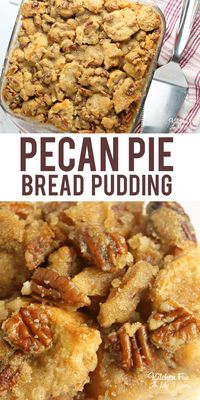 Pecan Pie Bread Pudding is everything you love about the traditional pie, with the texture and richness of bread pudding! It's the perfect Thanksgiving dessert when you feel like something a little bit different!