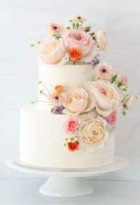 Textured 2 Tier Cake with Florals