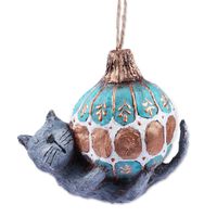 Novica Handmade Feline Sphere Papier Mache Ornament | Perigold