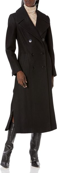 Amazon.com: Kenneth Cole Women's Classic Double Breasted Wool Maxi Coat, Black, 14 : Clothing, Shoes & Jewelry