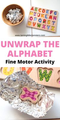 Alphabet Puzzle Fine Motor Activity for Kids. Turn a regular wooden puzzle into a fun play idea that helps toddlers and preschoolers to develop fine motor skills. This is an easy hands on learning activity to help kids learn their ABC's. #alphabet #finemotor #toddlers #preschoolers