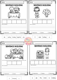 November Sentence Building has 30 pages of sentence building worksheets. This product will teach children to read, write and build sentences. Children are encouraged to use thinking skills while improving their comprehension and writing skills. These pages are great for morning work, word work and literacy centers. Kindergarten | Kindergarten Worksheets | First Grade | First Grade Worksheets | Sentence Building | Sentence Building Worksheets | Fall Sentence Building