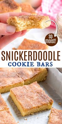 Snickerdoodle Cookie Bars combine a classic cookie's charm with the ease of a bar. They’re perfectly spiced, soft, and utterly addictive. 