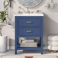 24" Bathroom Vanity With Top Sink And 2 Drawers, Blue - Modernluxe : Target