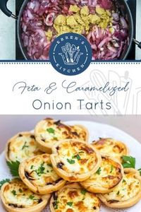 This easy recipe for Feta and Caramelized Onion Tartlets makes the perfect caramelized onion and cheesy appetizer or snack everyone will adore at any party or occasion! #fetaandcaramelizedoniontarts #Errenskitchen 