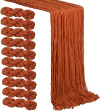 PRICES MAY VARY. Package Includes: Get 12 high quality terracotta cheesecloth table runner, each cheesecloth table runner measuring 12 feet in length and 3 feet in width Premium Quality Material: Our terracotta table cloth is made from high-quality polyester material ensuring a soft, breathable, and durable table runner Extra Long: This cheese cloth table runner is 12 feet in length, ensuring coverage for extensive tables & long drapes, adding a touch of elegance Super Soft & Smooth: This terrac