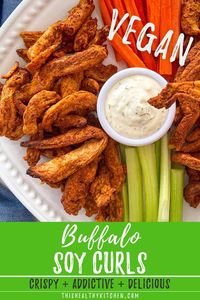 Crispy, spicy, and addictive buffalo soy curls! Perfect for game day, date night, any night!