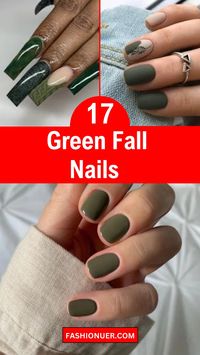 Add a touch of nature to your fall look with these 17 green nail designs. Perfect for any fall event, these nails will rock the party and make you stand out. Embrace the season with these vibrant and stylish green nails! #GreenNails #FallNailDesigns #NatureInspiredNails #PartyNails #NailArt