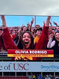 olivia rodrigo, usc football game, college