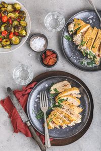 If you're looking for dinner inspiration, you can stop scrolling! These air fryer chicken breasts will likely become regulars at your table. We stuffed them with a combination of garlicky herb cream cheese and sun-dried tomatoes for extra "oomph." Enjoy succulent, flavorful chicken in a jiffy and serve it with your favorite veggies to make this a complete higher-satiety meal.