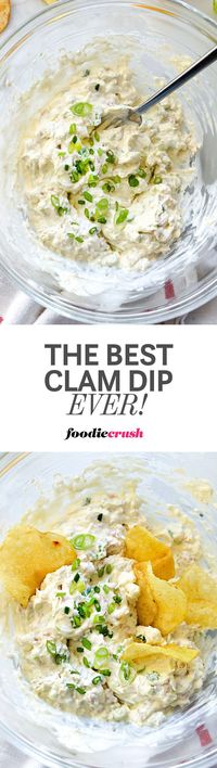 This is my family's signature dip recipe and will make everyone a fan of clams in cream cheese whether they think they like it or not! | http://foodiecrush.com #dip #creamcheese #clams