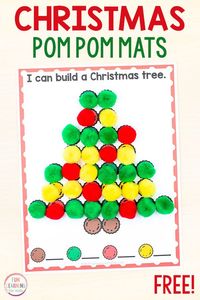 These Christmas fine motor mats use pom poms to give your kids tons of fine motor practice! They would be perfect for your Christmas preschool centers or kindergarten fine motor stations. #preschool #kindergarten #finemotorskills