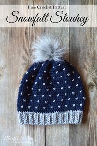 FREE Crochet Pattern: Crochet Snowfall Slouchy Hat | Make this lovely hat with beautiful "snowfall" detail that looks like knit! Perfect for wintertime.