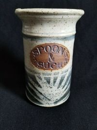 USED Handmade Studio Art Pottery Spoons Utensils Holder Signed Sari | eBay