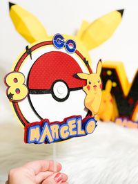 Cake topper for pokemon party #caketoppers #pokemonparty #pokemoncake #pokemonpartyideas #birthdayparty #boyparty #boybirthdayparties #partydecorations