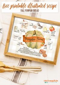 Free Fall Recipe Illustration Printable for Pumpkin Bread | Available in two sizes and formats