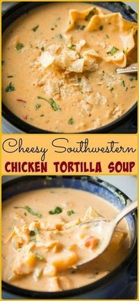 We never say, Cheesy Southwestern Chicken Tortilla Soup. It’s too long, so we say, The Soup. It needs nothing else #soup #souprecipe #food #maincourse