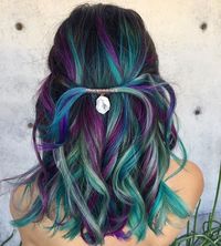 Blue Teal Hair Pastel Bright Colour Color Coloured Colored Curls Curl Curly purple hippy boho