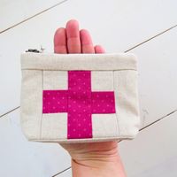 Pink Cross Mini First Aid Kit - Small Emergency Medical Pouch with Swiss Cross Patch - Zipper Bag - Guest House Travel Gift