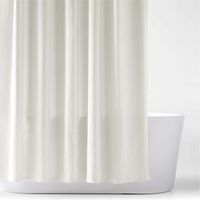 Stripe Matelassé Crisp White and Natural Taupe Shower Curtain | Crate & Barrel