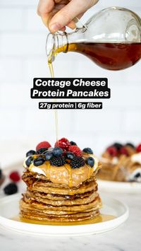 These high protein cottage cheese pancakes are perfect to work into your healthy breakfast meal prep routine! They’re so delicious, soft, and extra filling. High protein recipes. High protein breakfast. Protein pancakes. Cottage cheese recipes. Gluten free. #pancakes #breakfast #healthybreakfast #highprotein