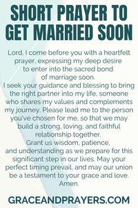 Seeking prayers to get married soon? Whether you want to find a husband or wife, or take the next step, we hope you can use these 6 prayers! Click to read all prayers to get married soon.