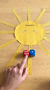 This is guaranteed to make counting and addition fun for your little ones! Roll the dice 🎲 and add up the numbers on the dice. Then cut away the number on the sun ray! Join our mailing list to access our free printable library!