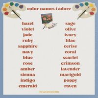 artistic aesthetic baby names, names inspired by colors, girl boy feminine masculine neutral aesthetic, character name ideas inspiration <3