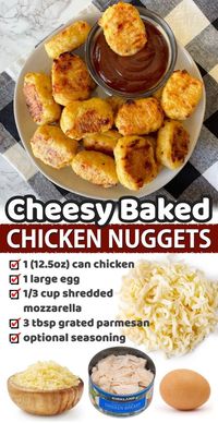 Are you looking for canned chicken recipes to make? These oven baked chicken nuggets are crispy, delicious, and simple to make! I’ve never been a fan of canned chicken breast… until now! It’s incredibly convenient to have on hand, and there are so many delicious ways of preparing it. These keto friendly chicken nuggets are effortless to make with just a handful of ingredients that you probably already have on hand including mozzarella cheese, grated parmesan, egg, and a little optional season...