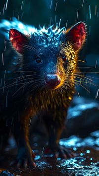 "Step into the world of animal photography through this captivating animals aesthetic wallpaper, featuring a Tasmanian Devil. Explore the allure of animal reference photos in a unique photography aesthetic scene. Don't forget to follow the account for more animals beautiful wallpapers and to explore art products and more via the link in bio. 🌿🖼️