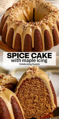 This homemade spice cake is packed with warm spices and covered in a sweet maple icing. The perfect combination of spices, moist texture, and flavorful icing make this the best spice cake ever! And, it�’s super easy- no mixer needed.