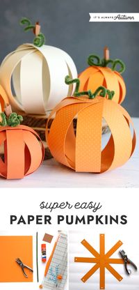 Find easy to follow instructions for making adorable paper pumpkins from strips of card stock or construction paper. This is a fun, quick Halloween craft for kids or adults that doubles as holiday decor.