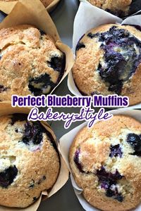 Photo of 4 baked Blueberry Muffins 